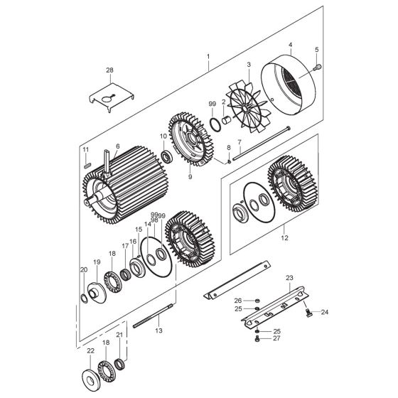 Motor Assembly for Nilfisk MC 7P-195/1280 FAXT 400/3/50 Pressure Washer