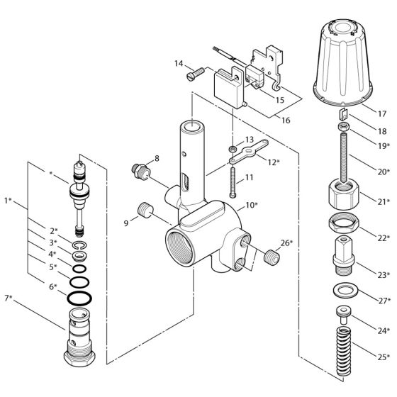 Control Safety Block Assembly for Nilfisk MC 8P-180/2100 400/3/50 Pressure Washer