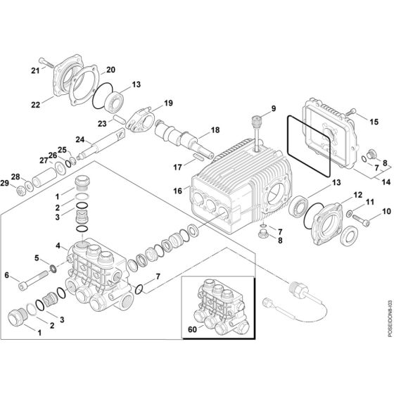 Pump Assembly for Nilfisk MC 8P-180/2100 400/3/50 Pressure Washer