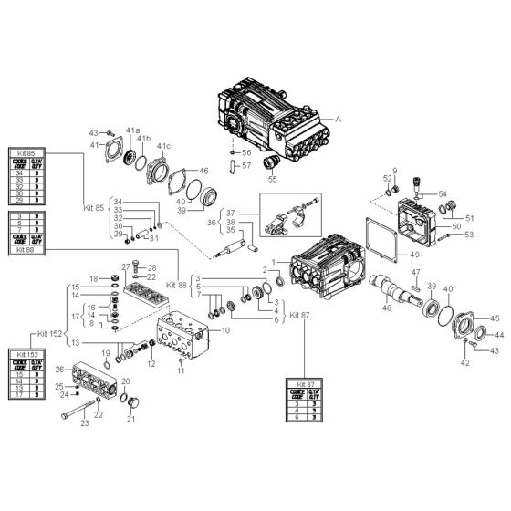 Pump Assembly for Nilfisk MC 9P-500/960 440/3/60 Pressure Washer