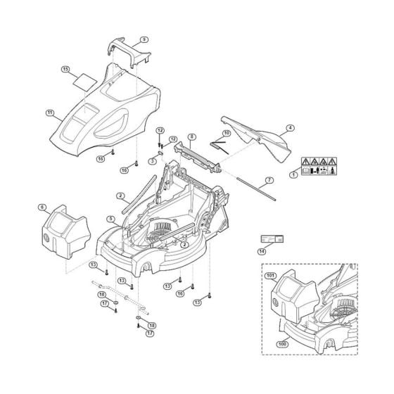 Housing Assembly  for Stihl/ Viking ME 235.0 Electric Lawn Mowers