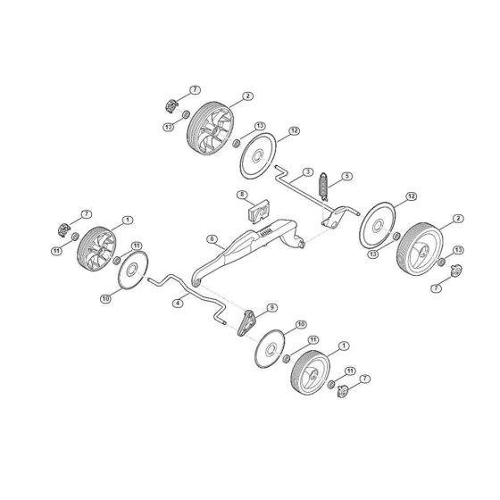 Chassis, Height Adjustment for Viking ME 339.0 C Petrol Lawn Mowers