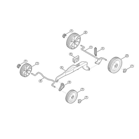 Chassis, Height Adjustment for Viking ME 339.1 C Petrol Lawn Mowers