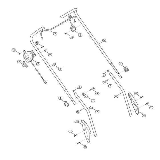 Handle for Viking ME 443.0 C Petrol Lawn Mowers