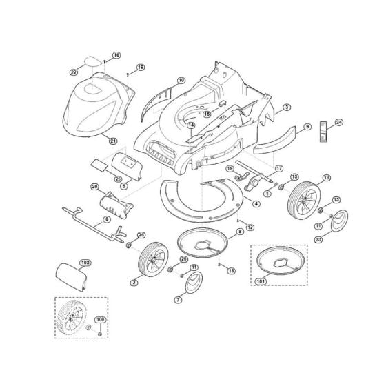 Housing, Chassis for Viking ME 545.0 C Petrol Lawn Mowers