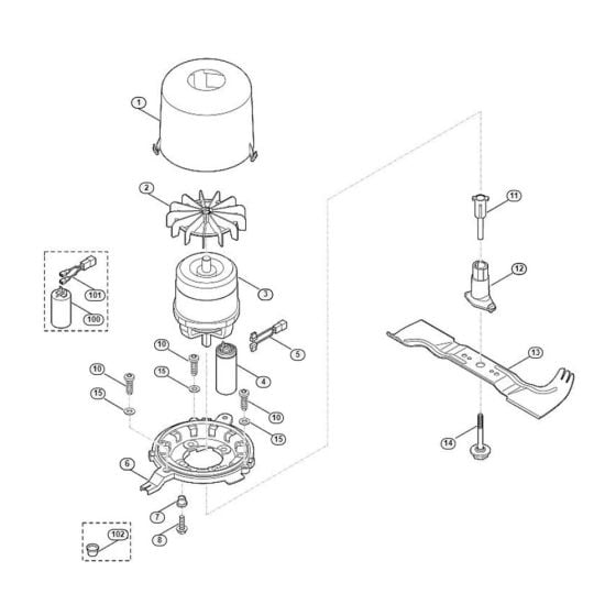 Engine, Blade for Viking ME 545.0 C Petrol Lawn Mowers