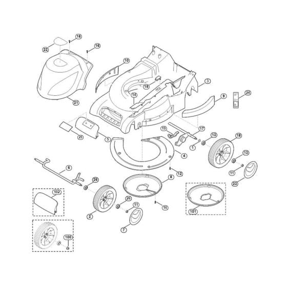 Housing, Chassis for Viking ME 545.1 Petrol Lawn Mowers