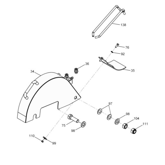 Saw Guard Assembly for Wacker MFS14 Floor Saw