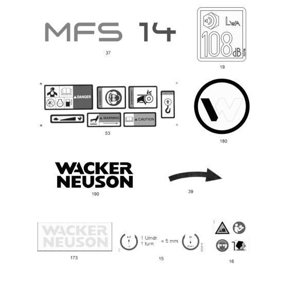 Decals for Wacker MFS14 Floor Saw