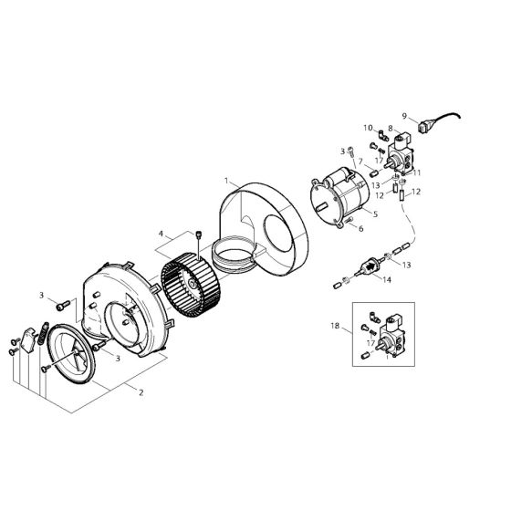 Fan Assembly for Nilfisk MH 3C-90/670 PAX 230/1/50 Pressure Washer