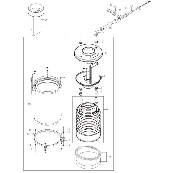 Boiler Assembly for Nilfisk MH 3C-90/670 PAX 230/1/50 Pressure Washer