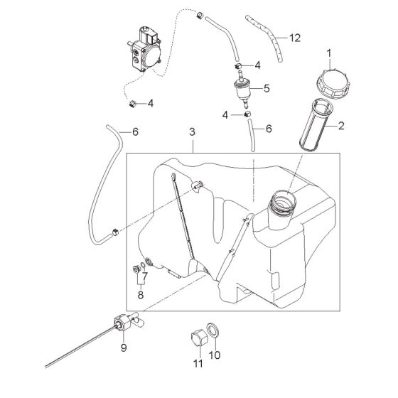 Fuel Tank Assembly for Nilfisk MH 3M-100/600 PA 230/1/50 Pressure Washer