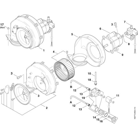 Fan Assembly for Nilfisk MH 4M-90/770 230/1/50 Pressure Washer