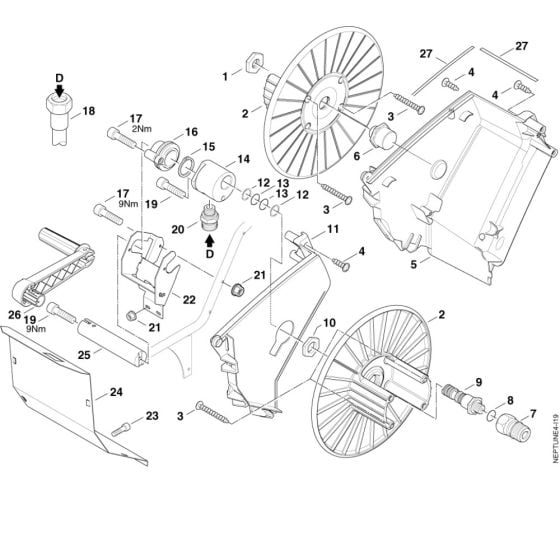 Hose Reel Assembly for Nilfisk MH 4M-90/770 230/1/50 Pressure Washer