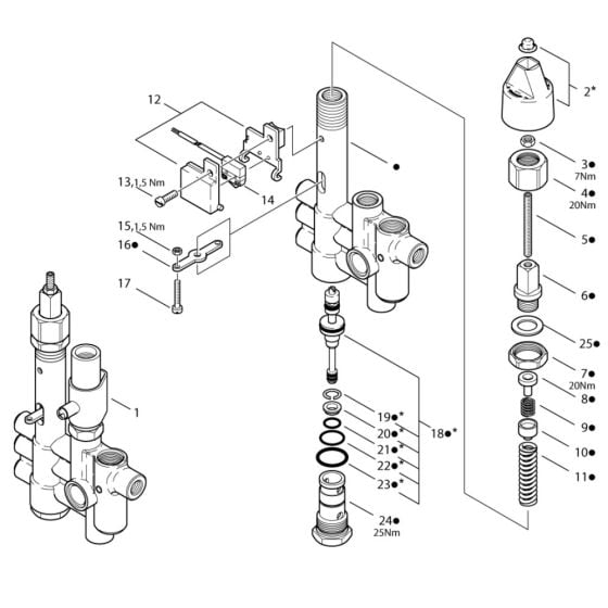 Control Safety Block Assembly for Nilfisk MH 4M-90/770 230/1/50 Pressure Washer