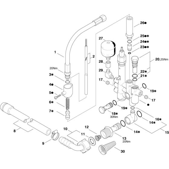 Control Safety Block Assembly -1 for Nilfisk MH 4M-90/770 230/1/50 Pressure Washer