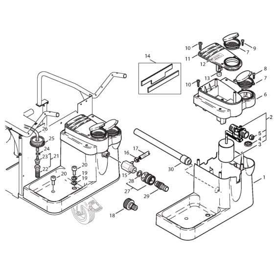 Water Break Tank Assembly for Nilfisk MH 4M-90/770 X 230/1/50 Pressure Washer