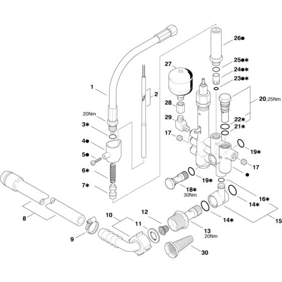 Control Safety Block Assembly -1 for Nilfisk MH 4M-90/770 X 230/1/50 Pressure Washer