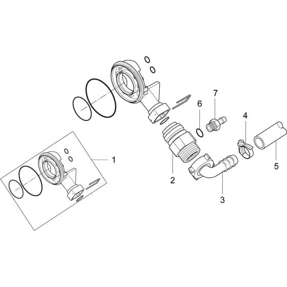 Water Inlet Assembly for Nilfisk MH 4M-180/860 X 400/3/50 Pressure Washer