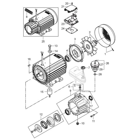 Motor Assembly for Nilfisk MH 4M-190/960 X 400/3/50 Pressure Washer