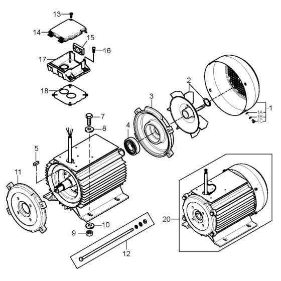 Motor 5 RF for Nilfisk MH 5M-150/750 E12 400/3/50 Pressure Washer