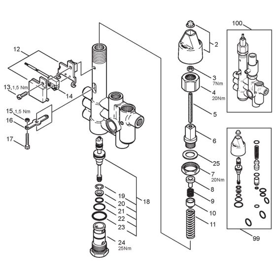 Control Safety Block Assembly for Nilfisk MH 5M-95/770 X2 230/1/50 Pressure Washer