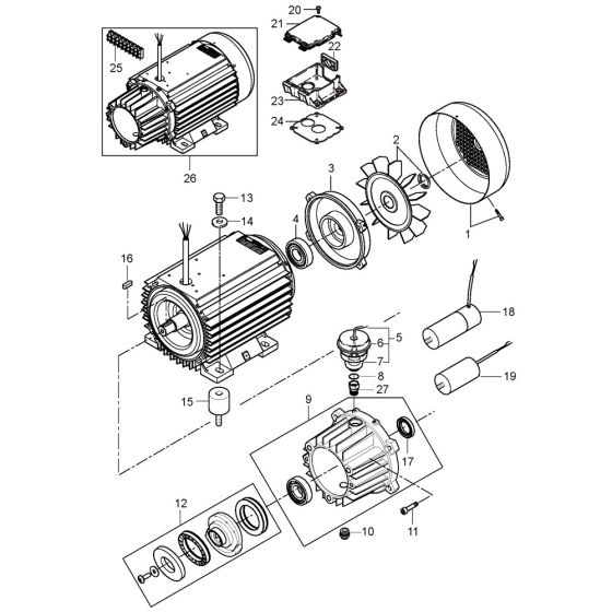 Motor Assembly for Nilfisk MH 5M-190/960 400/3/50 Pressure Washer