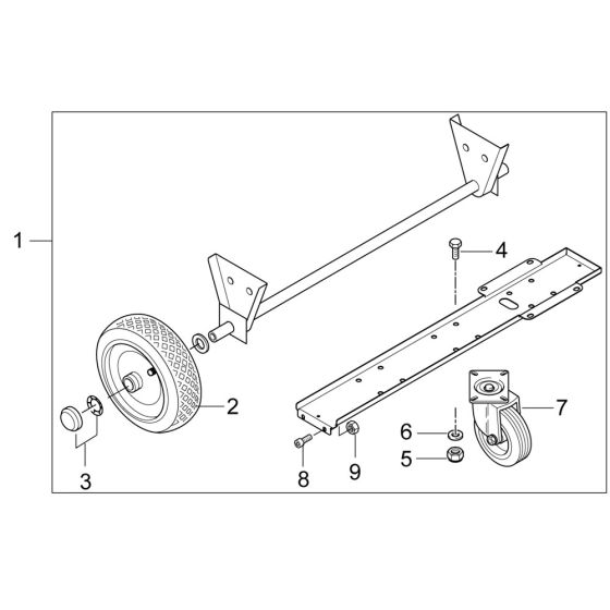 Wheel Assembly for Nilfisk MH 5M-220/1000 PE Pressure Washer