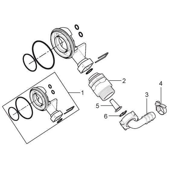 Water Inlet Assembly for Nilfisk MH 5M-220/1000 PE Pressure Washer