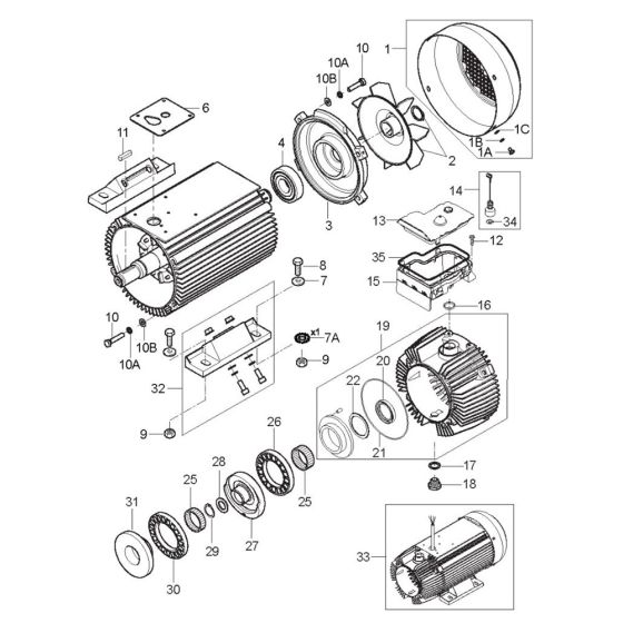 Motor for Nilfisk MH 6P-200/1300 FAX Pressure Washer