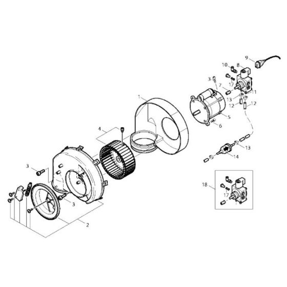 Fan for Nilfisk MH 6P-175/1250 FAX Pressure Washer