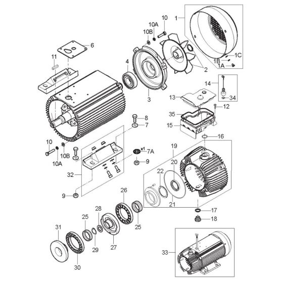 Motor for Nilfisk MH 6P-200/1300 FA Pressure Washer