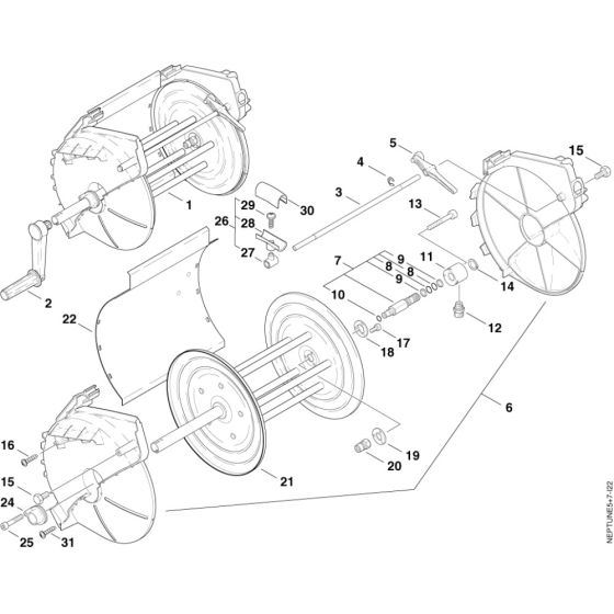 Hose Reel Assembly for Nilfisk MH 7P-175/1260 P 400/3/50 Pressure Washer