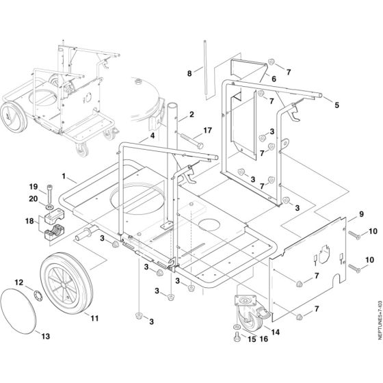 Frame Assembly for Nilfisk MH 7P-175/1260 P 400/3/50 Pressure Washer