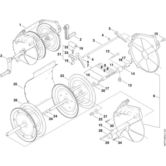 Hose Reel Assembly for Nilfisk MH 7P-175/1260 X2 400/3/50 Pressure Washer