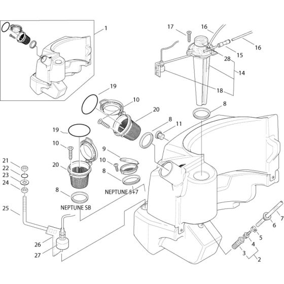 Fuel Tank, Detergent Tank Assembly for Nilfisk MH 7P-175/1260 X2 400/3/50 Pressure Washer