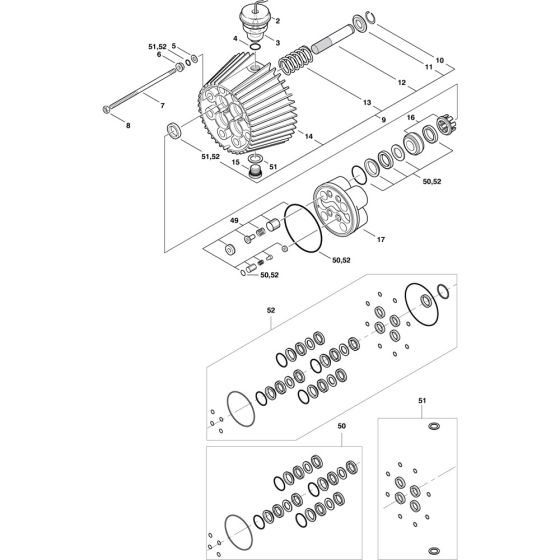 Cylinder Block Assembly for Nilfisk MH 7P-175/1260 X2 400/3/50 Pressure Washer