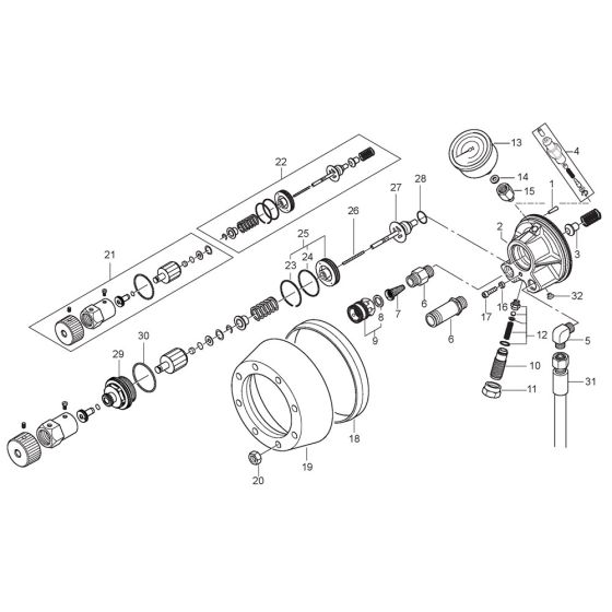 Regulation Block Assembly for Nilfisk MH 7P-220/1120 PE Pressure Washer