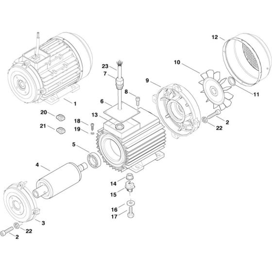 Motor (From May 2006) Assembly for Nilfisk MH-8P 180/2000 400/3/50 Pressure Washer