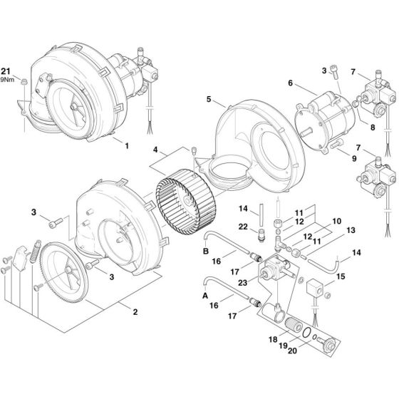 Fan Assembly for Nilfisk MH-8P 180/2000 400/3/50 Pressure Washer