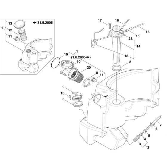 Fuel Tank, Detergent Tank Assembly for Nilfisk MH-8P 180/2000 400/3/50 Pressure Washer