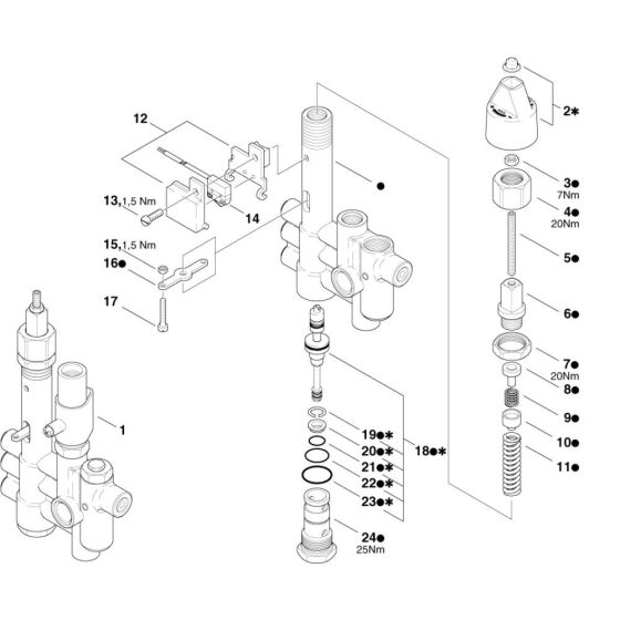 Control Safety Block Assembly for Nilfisk MH-8P 180/2000 400/3/50 Pressure Washer