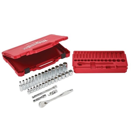 3/8in Drive Ratcheting Socket Set Metric, 32 Piece