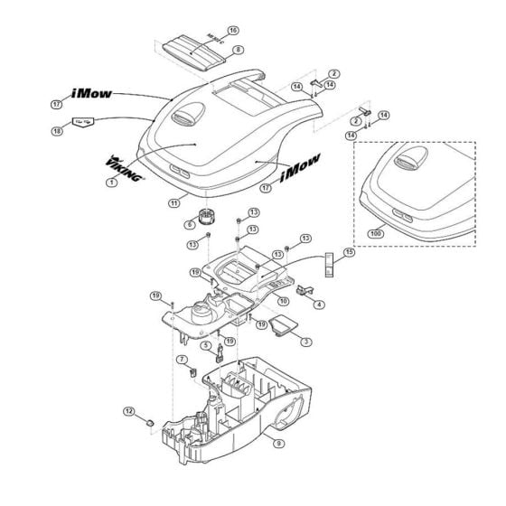 Housing Assembly for Stihl/ Viking MI 322.0 C Robotic Mowers