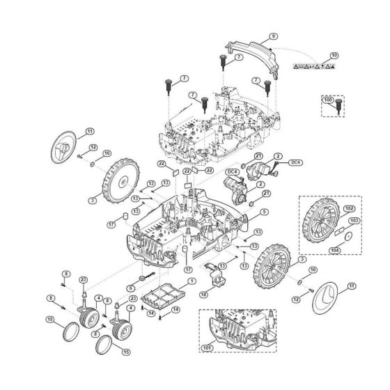 Lower Housing, Chassis Assembly for Stihl/ Viking MI 632.0 C Robotic Mowers