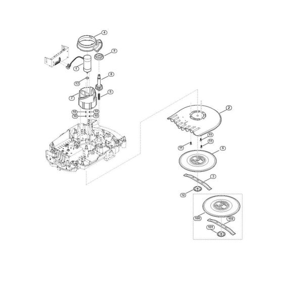 Mowing Deck, Height Adjustment Assembly for Stihl/ Viking MI 632.0 C Robotic Mowers