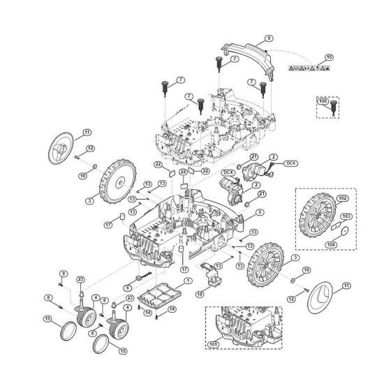 Lower Housing, Chassis Assembly for Stihl/ Viking MI 632.0 PC Robotic Mowers