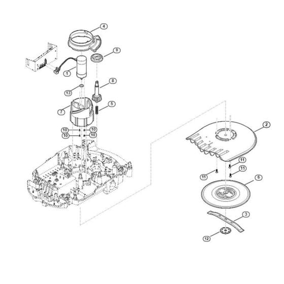 Mowing Deck, Height Adjustment Assembly for Stihl/ Viking MI 632.1 Robotic Mowers