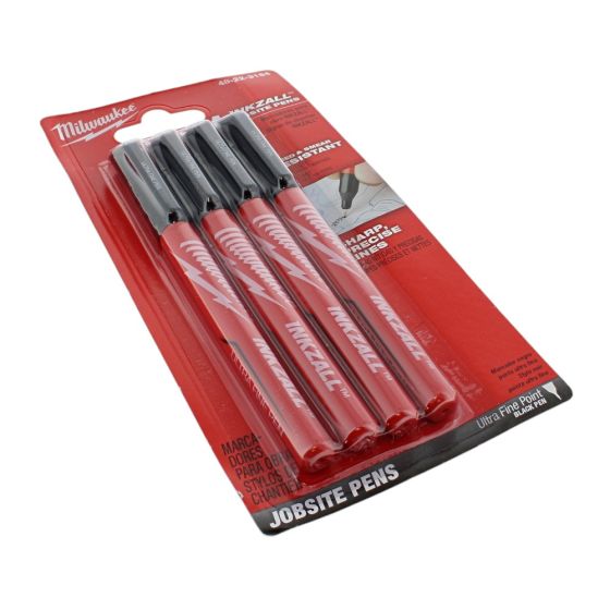 INKZALL Ultra Fine Tip Pens Black (Pack of 4)