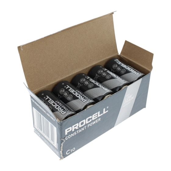 Procell Alkaline Batteries - Size: C (LR14) Voltage: 1.5V - Pack of 10